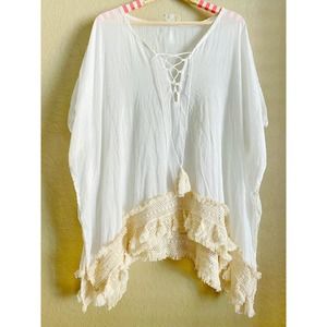 NWOT Z & L Europe White Tunic Cotton Cover Up One Size